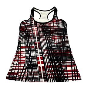 Activewear Women's Tank Top Size Small Red‎ Black Geometric Racerback Workout